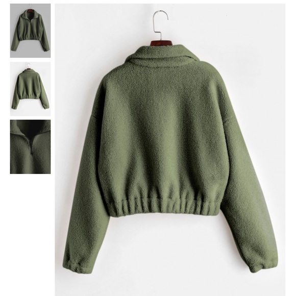 Half Zip Faux Fur Sweatshirt - Picture 2 of 7